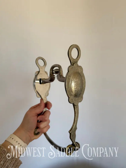 Western Arabian Show Horse Engraved Frogmouth Port Bit with Roller Copper Inlay Bit