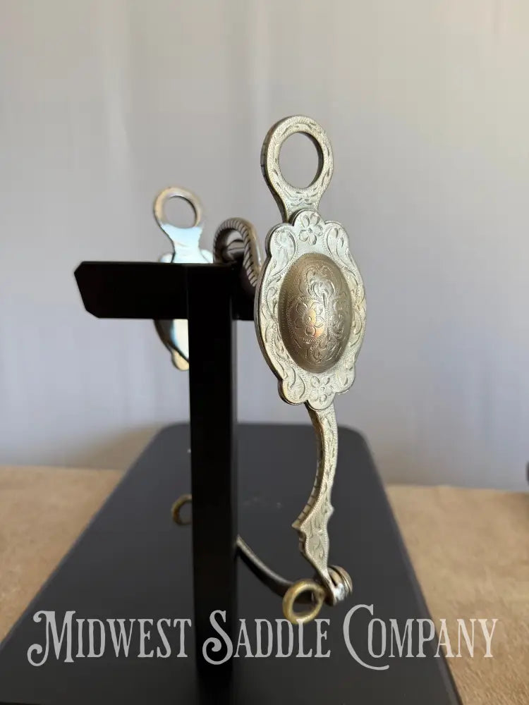 Western Arabian Show Horse Engraved Frogmouth Port Bit with Roller Copper Inlay Bit