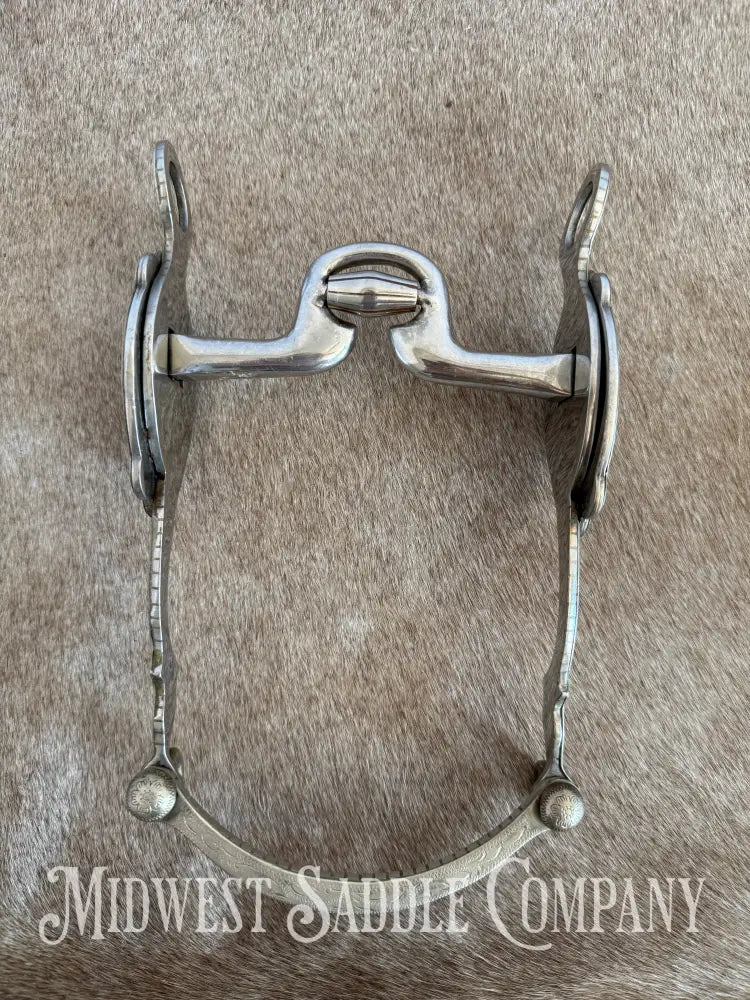 Western Arabian Show Horse Engraved Frogmouth Port Bit with Roller Copper Inlay Bit