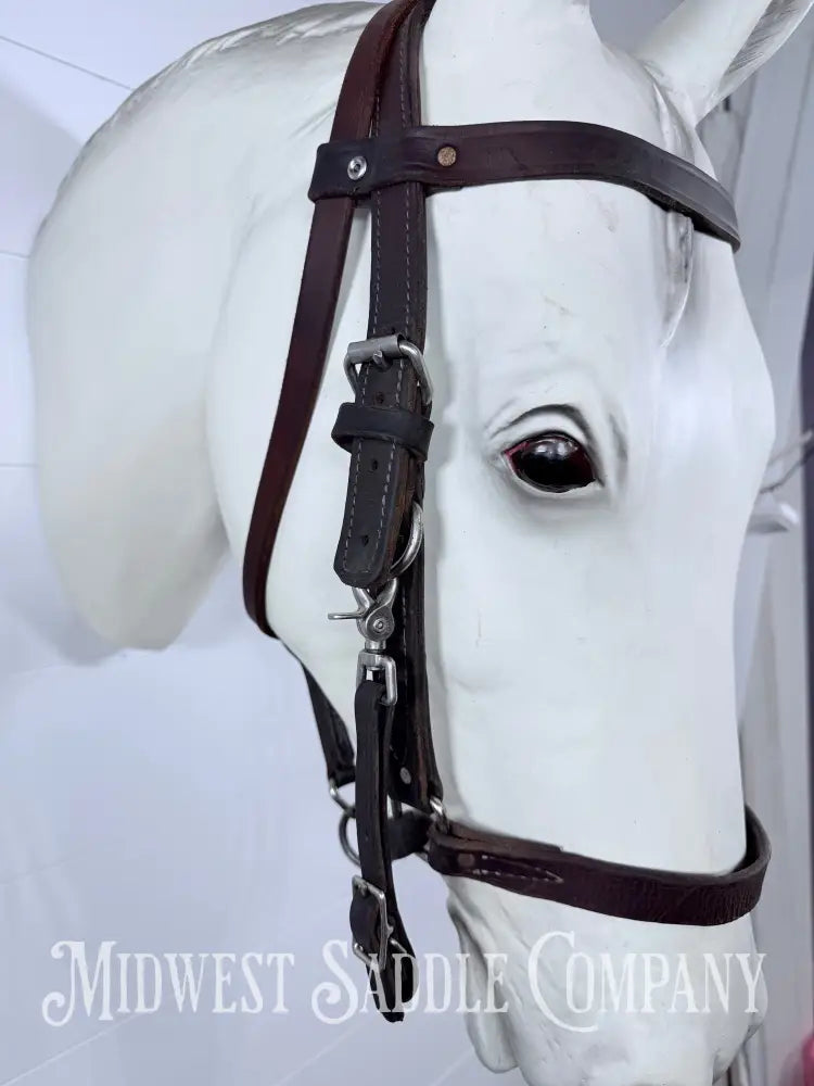 Western Halter Bridle Browband Combination Headstall Double Stitched Leather Full Horse Size - Bridles & Headstalls