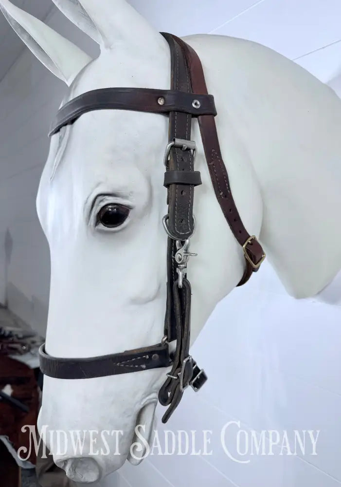 Western Halter Bridle Browband Combination Headstall Double Stitched Leather Full Horse Size - Bridles & Headstalls