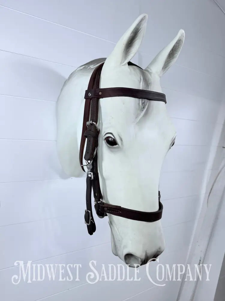 Western Halter Bridle Browband Combination Headstall Double Stitched Leather Full Horse Size - Bridles & Headstalls