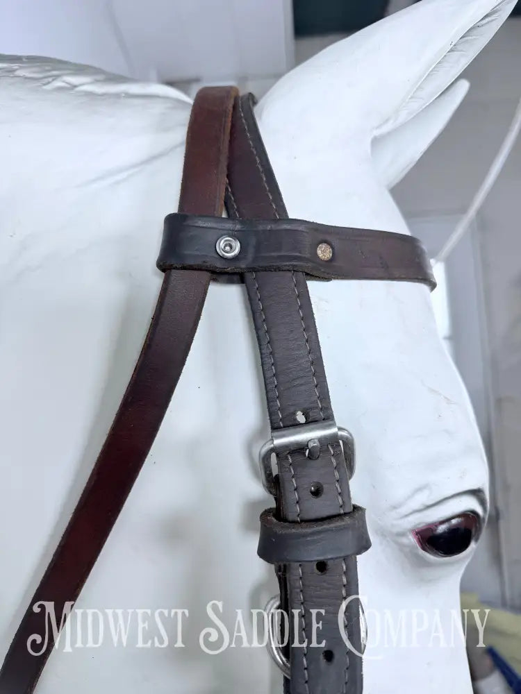 Western Halter Bridle Browband Combination Headstall Double Stitched Leather Full Horse Size - Bridles & Headstalls