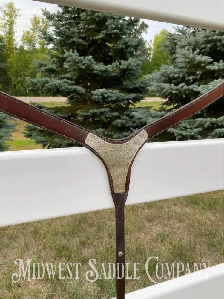 Western Show Silver Breast Collar Horse Tack Dark Oil