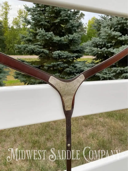 Western Show Silver Breast Collar Horse Tack Dark Oil