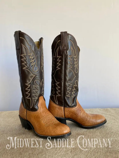 Women’s Abilene Western Leather Cowboy Boots Tall Shaft Chocolate & Tan - Size 5 M