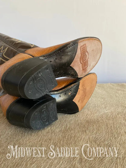 Women’s Abilene Western Leather Cowboy Boots Tall Shaft Chocolate & Tan - Size 5 M