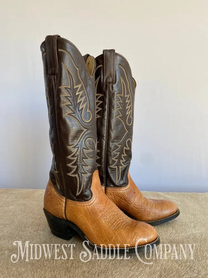 Women’s Abilene Western Leather Cowboy Boots Tall Shaft Chocolate & Tan - Size 5 M