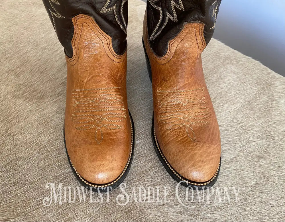 Women’s Abilene Western Leather Cowboy Boots Tall Shaft Chocolate & Tan - Size 5 M