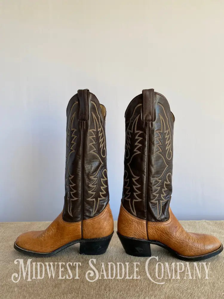 Women’s Abilene Western Leather Cowboy Boots Tall Shaft Chocolate & Tan - Size 5 M