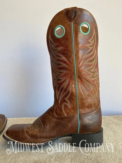 Women’s Ariat 4Lr Western Leather Cowboy Boots Turquoise Stitching - Size 9 B