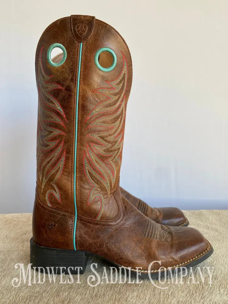 Women’s Ariat 4Lr Western Leather Cowboy Boots Turquoise Stitching - Size 9 B