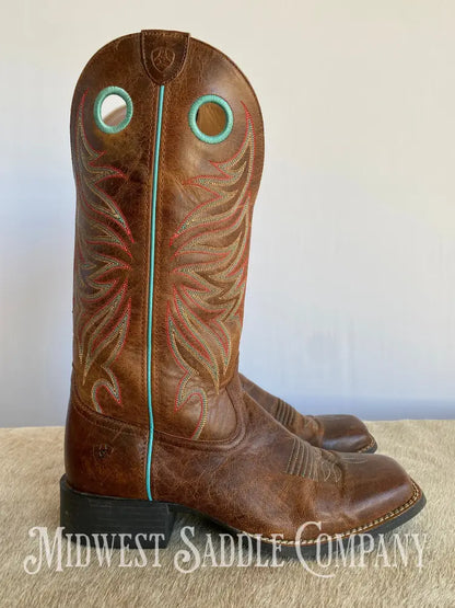 Women’s Ariat 4Lr Western Leather Cowboy Boots Turquoise Stitching - Size 9 B