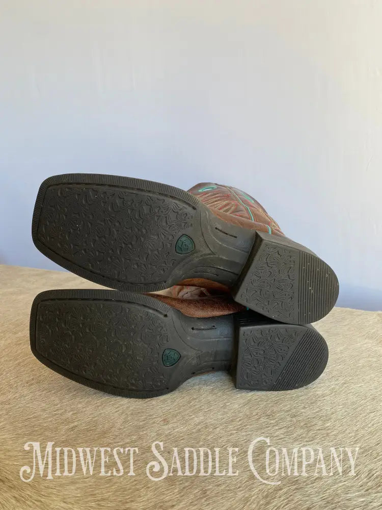 Women’s Ariat 4Lr Western Leather Cowboy Boots Turquoise Stitching - Size 9 B