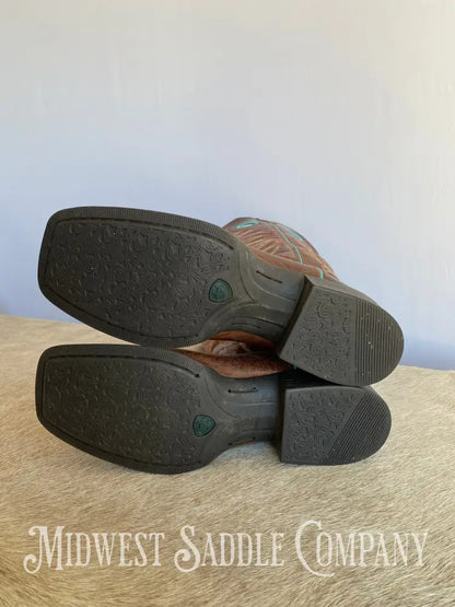 Women’s Ariat 4Lr Western Leather Cowboy Boots Turquoise Stitching - Size 9 B