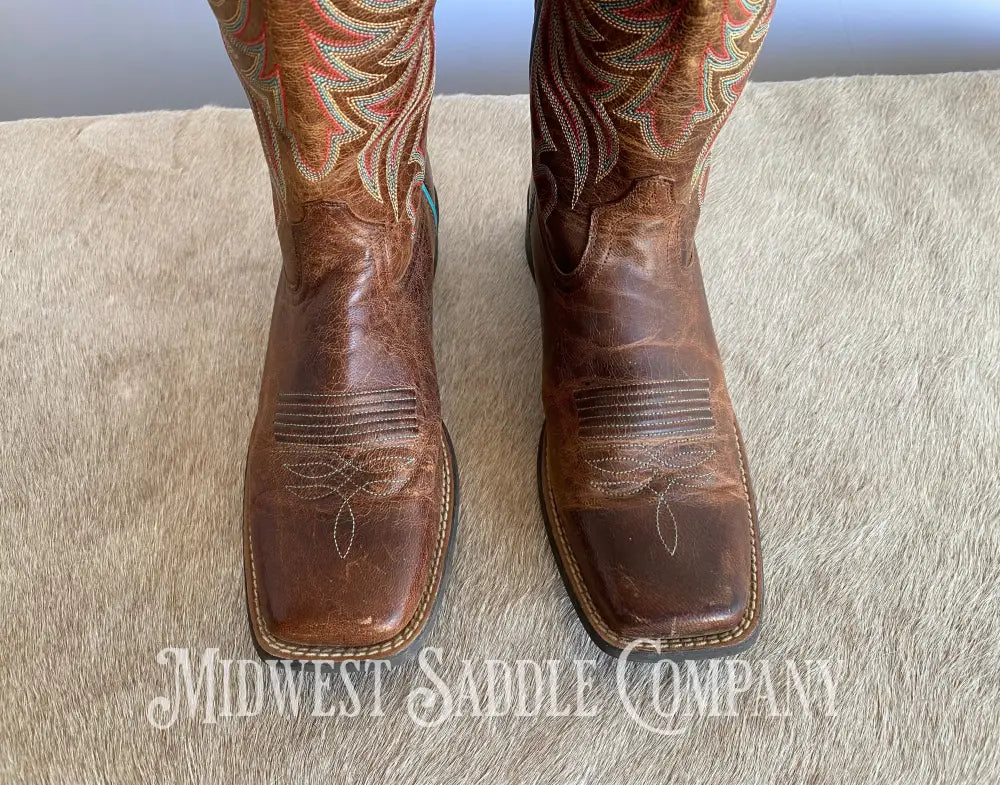 Women’s Ariat 4Lr Western Leather Cowboy Boots Turquoise Stitching - Size 9 B