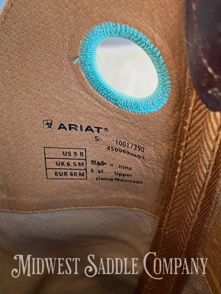 Women’s Ariat 4Lr Western Leather Cowboy Boots Turquoise Stitching - Size 9 B