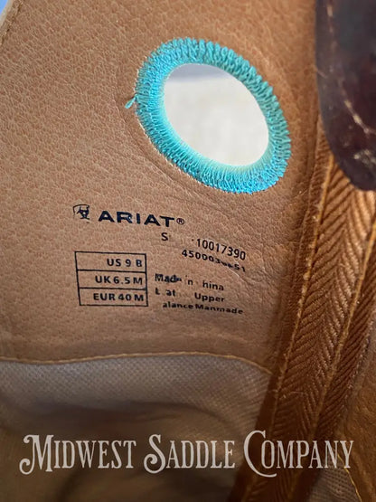Women’s Ariat 4Lr Western Leather Cowboy Boots Turquoise Stitching - Size 9 B