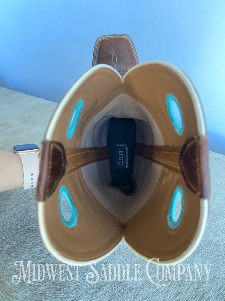 Women’s Ariat 4Lr Western Leather Cowboy Boots Turquoise Stitching - Size 9 B