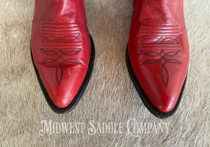 Women’s Tony Lama Western Cowboy Boots Red Leather - Size 9 M