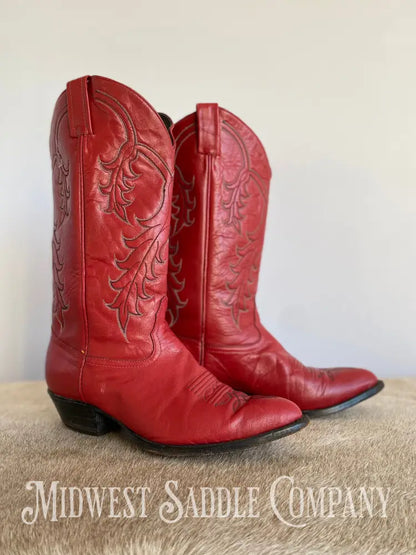 Women’s Tony Lama Western Cowboy Boots Red Leather - Size 9 M
