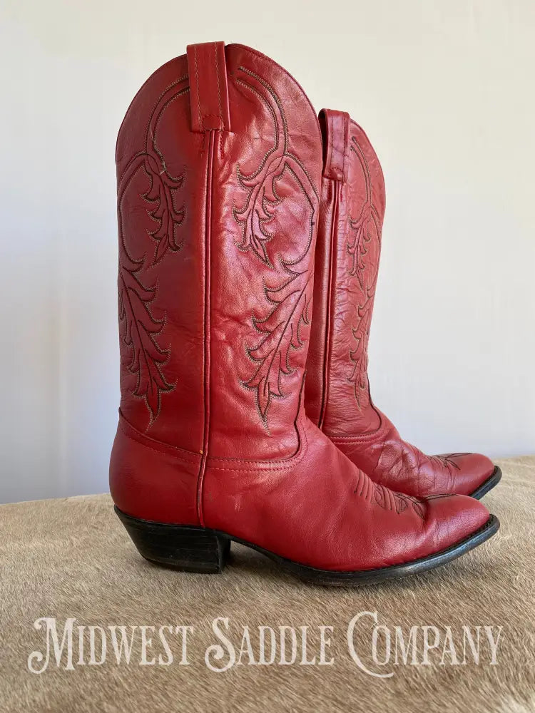 Women’s Tony Lama Western Cowboy Boots Red Leather - Size 9 M