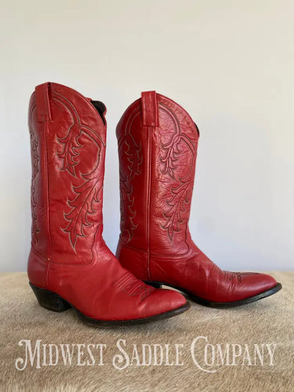 Women’s Tony Lama Western Cowboy Boots Red Leather - Size 9 M