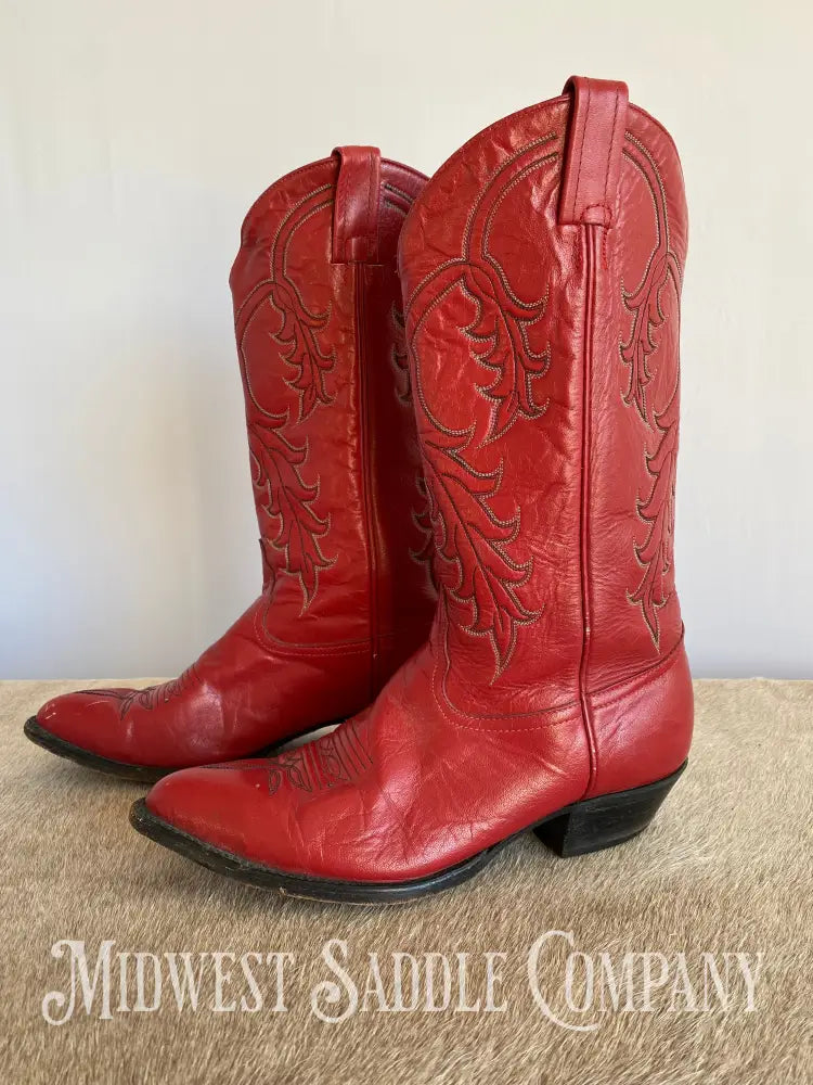 Women’s Tony Lama Western Cowboy Boots Red Leather - Size 9 M