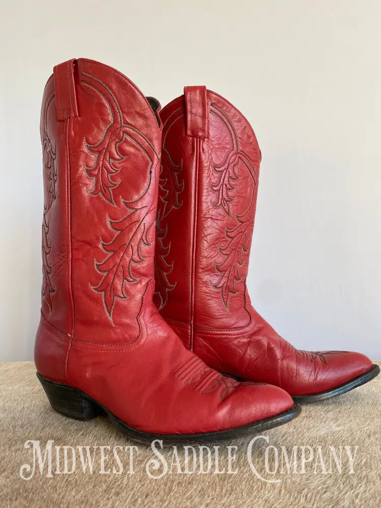Women’s Tony Lama Western Cowboy Boots Red Leather - Size 9 M