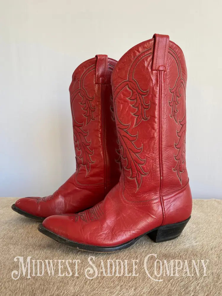 Women’s Tony Lama Western Cowboy Boots Red Leather - Size 9 M